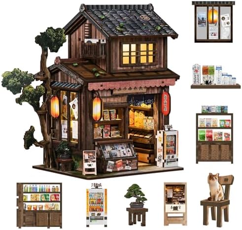 DIY Book Nook Kit, 3D Wooden Puzzle with LED, Spring Grocery Store by Unknown