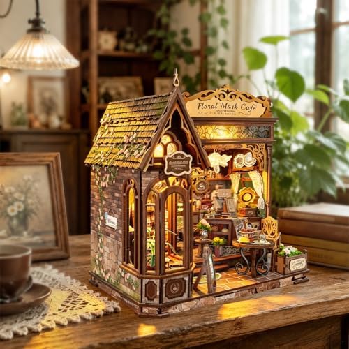 Floral Mark Cafe Book Nook Kit for Adults with LED Lights - Image 5
