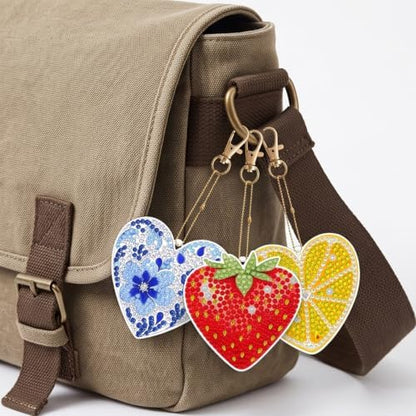 LAKEQUILL Mixed Heart 12 Pcs 5D Diamond Painting Keychain Kit - Image 3