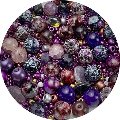 Assorted Glass Resin Beads Multi Size Colors Smooth Cracked Gravel Millet Spacer Beads for Bracelets Necklace Earring DIY Jewelry Making Craft(Deep Purple Series) by ChooseBeadsChooseHonkoolly