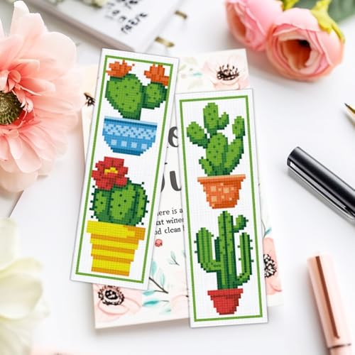 ACRNIGHEET 6PCS Cactus Cross Stitch Bookmark Kit for Beginner Stamped Cross Stitch Kits for Adults DIY Embroidery Bookmark Kits Crossstitch Kits Adult with Instructions Hand Craft Gift 11CT - Image 6