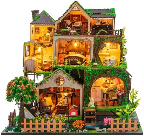 CUTEROOM Miniature House Kits for Adults, Mini Dollhouse Wooden Furniture Kit, DIY Craft Kits Creative Room Tiny House for Decoration-Fairytail Forest by CUTEROOM