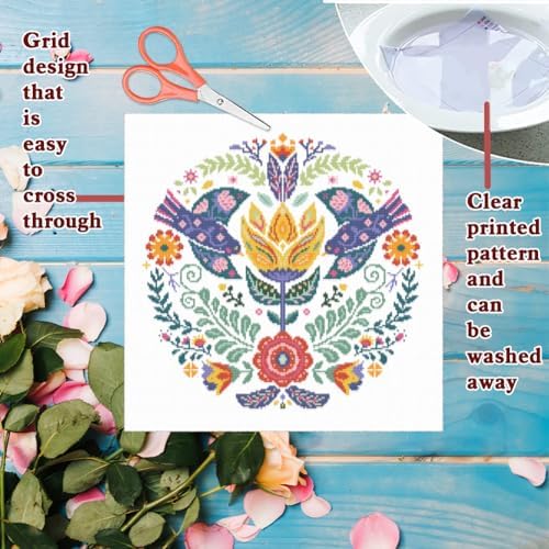 FREEBLOSS 11CT Cross Stitch Kits Scandinavian Folk Art Design 17.7"x17.7" - Image 3