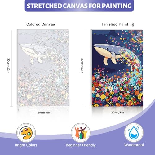 Framed Paint by Numbers Kit for Adults Beginner & Kids Ages 8-12, Dolphin Easy Paint by Numbers with frame, without Easel, DIY Acrylic number painting Kits on Canvas for Gift Home Decor 8 x 12 Inch - Image 4