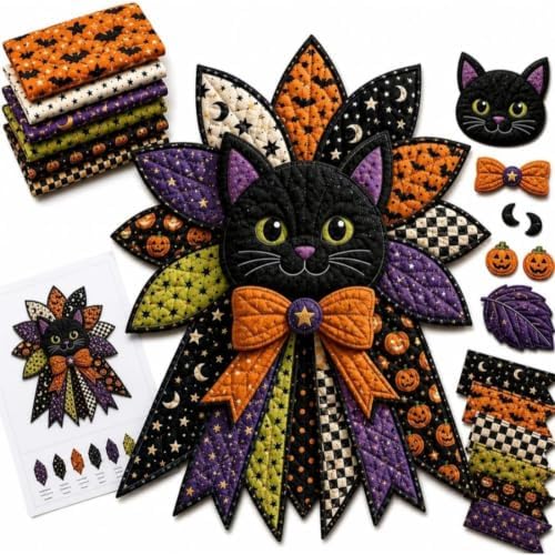2026 New DIY Quilted Halloween Pumpkin Door Hanger Kit，#B by Unknown