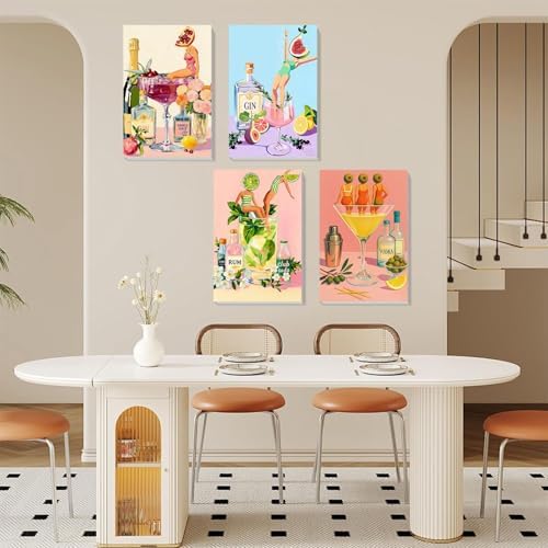 4 Pack Cocktail Paint by Numbers for Adults with Framed Canvas 8x12 inch - Image 4