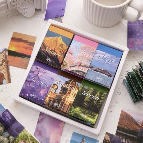 6 Sets 300 Pcs Washi Stickers Set Vintage Aesthetic Sticker Book for Journaling, DIY Retro Pattern Paper Sticker Decals for Bullet Journal Scrapbooking Diary Craft Gift Album Notebook for Women Girls - Image 6