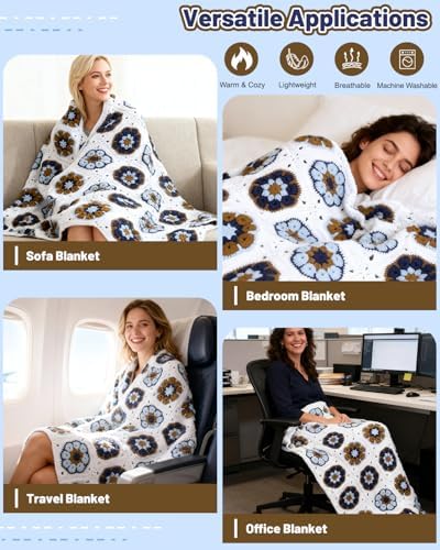 Coopay Crochet Blanket Kit for Beginners, Easily Granny Square Blanket Kit - Image 4