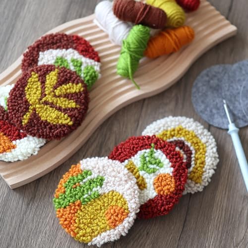 Temlum 6pcs Punch Needle Coasters Kit for Adults and Beginners(Plants) - Image 5
