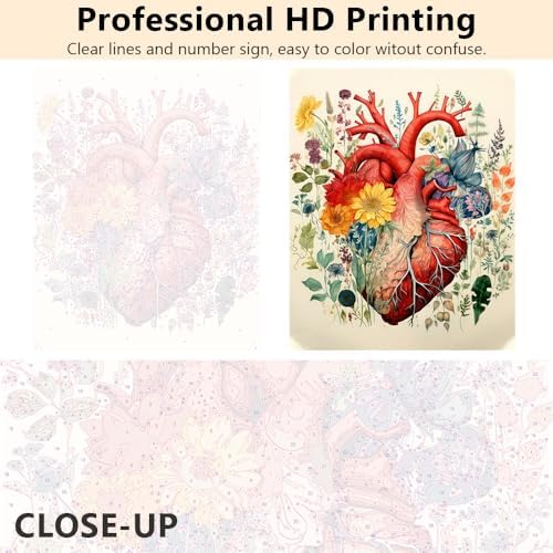 TUMOVO Paint by Numbers Kit for Adults Beginner, Heart with Flower - Image 5