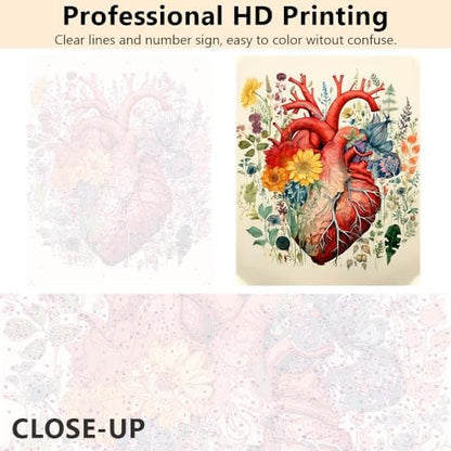 TUMOVO Paint by Numbers Kit for Adults Beginner, Heart with Flower - Image 5