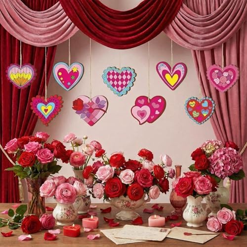 JellyArch 36 Pcs Valentine's Day Crafts, Wooden Heart Cutouts, Unfinished DIY Craft Ornaments for Adults, Paintable Wooden Shapes for Home Decor, Party Decorations, Valentine's Day Gift Ideas - Image 2