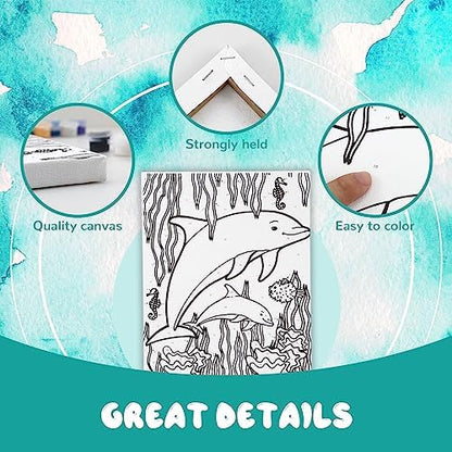 goldentime 3 Pack Kids Paint by Numbers Kit, Pre-Drawn Canvas Painting, Includes 8x10 inch Framed Canvas with 18 Acrylic Paints, 5 Brushes, Perfect Creative Gifts & Arts and Crafts for Kids - Image 3