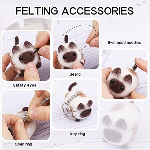 QMNNMA Needle Felting Kits for Beginners, Siamese Cat Wool Felting Kit - Image 4