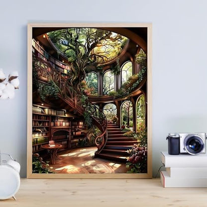 Forest Library Paint by Numbers Kit for Adults Beginner (Without Frame) - Image 5