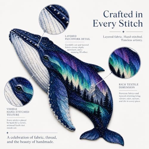 Northern Lights Animal Embroidery Kit DIY Fabric Patchwork Craft Set (W+WH) - Image 6
