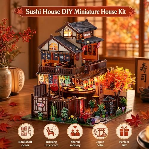 DIY Miniature House Kit, Dollhouse Diorama with LED Lights - Sushi House - Image 2