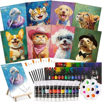 Cholemy 36 Pcs Paint and Sip Kit Gift for Adults 8''x10'',Animal by Cholemy