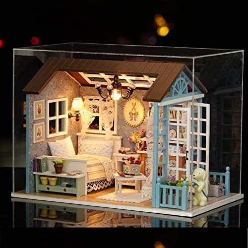 DIY Miniature Dollhouse Kit Realistic Mini 3D Wooden Mini Doll House Room with Furniture LED Lights Christmas Decoration Birthday Gift for Teens Adults (Forest time) by Tiandirenhe