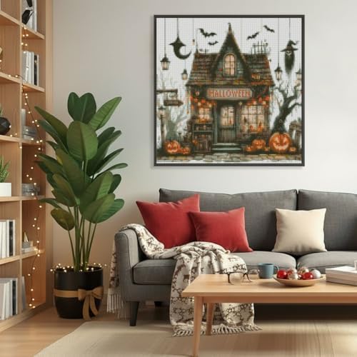 MYBISYMQQ Haunted House Stamped Cross Stitch Kit for Adults 13.7x13.7in - Image 4