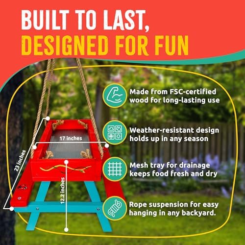 Picnic Table Bird Feeder Kit, DIY Woodworking Project for Kids and Families - Image 4