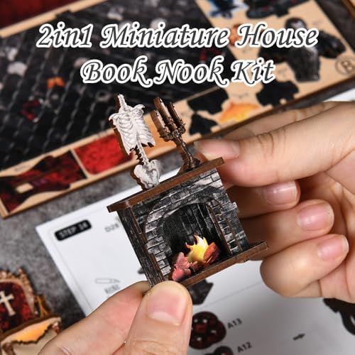 Eternal Night Castle, DIY Book Nook Kit with LED Light for Adults Teens Beginners, Miniature Dollhouse, Dark Fantasy Bookshelf Insert, Medieval Craft Kit Gift for Fantasy Gothic Lovers - Image 6