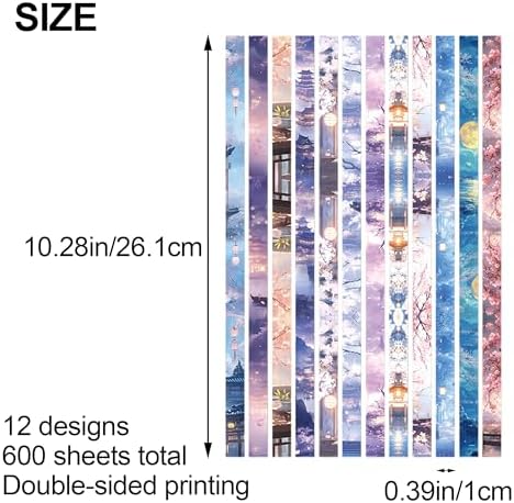 600 Sheets Paper Star Strips for DIY Hand Art Crafts, Double-Sided Printing Origami Paper for Star Jar, Wish Bottles, Home Decoration (Eastern Painting) - Image 2