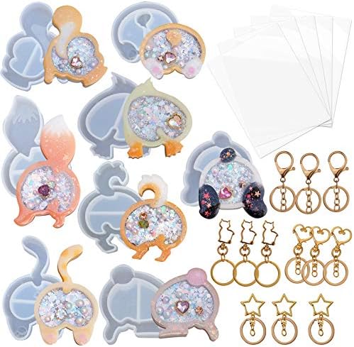 FUNSHOWCASE Animal Butt Resin Shaker Molds Set Keychain Charms Pendant Jewelry Making Supplies 25-Count, Silicone Trays, Seal Films, Key Chains by FUNSHOWCASE
