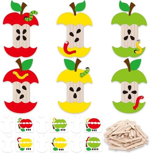 Briwooody 30 Set Apple Core Magnet Craft Kit DIY Apple Core Stick Magnet Make Your Own Craft Kit Arts and Crafts Project for Classroom Fall Party Fun Home Activities by Briwooody
