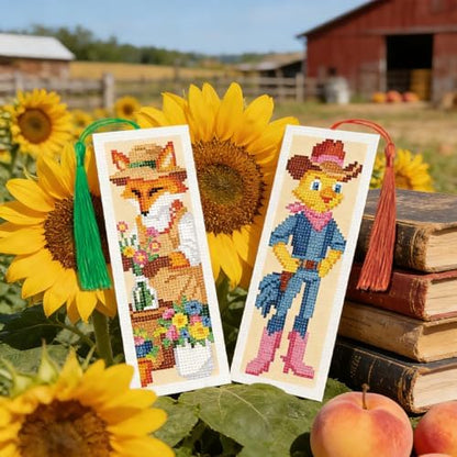 INFUNLY 6PCS Farm Animals Cross Stitch Bookmark Kit 3x8.5 Inches Farm Duck Stamped Embroidery Bookmark Kits with Cartoon Animals Needlepoint Bookmark Kit with Instruction for Book Lovers Readers - Image 6