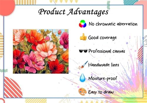 Flower Paint by Numbers Kit for Adults,Poppy Adult Painting by Numbers for Beginner on Canvas,DIY Painting Kits for Home Wall Decor,Gifts (Flower1) - Image 5