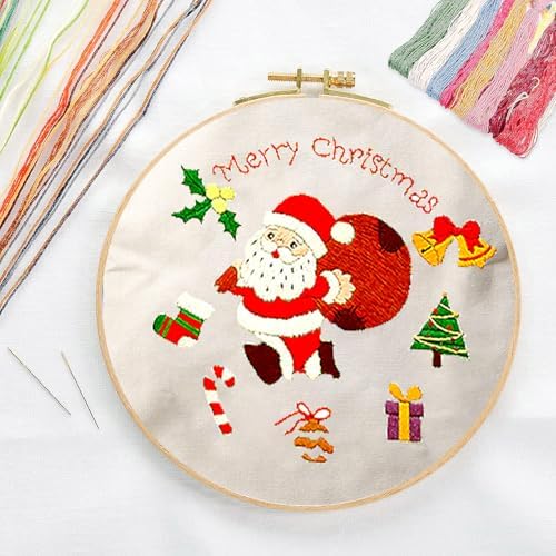 CREAWONDER Canvas Tote Bag Embroidery Kit with Pattern for Beginners, Arts and DIY Embroidery Crafts Kits for Adults, Include Instructions, Thimble, Embroidery Hoops, Color Threads and Tool - Image 3