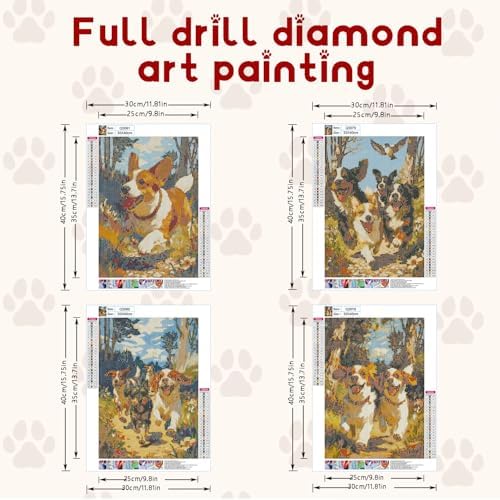 DOTSOPS 5D 4 Pack Dog Diamond Painting Kits for Adults Diamond Art Kits - Image 2