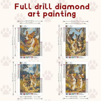 DOTSOPS 5D 4 Pack Dog Diamond Painting Kits for Adults Diamond Art Kits - Image 2
