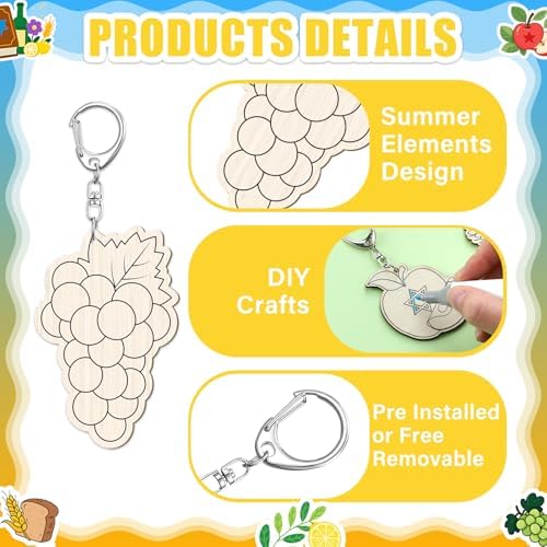 RattanView 24 Pcs Sukkot Craft Keychains DIY Keychain, 12 Styles - Image 3