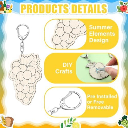 RattanView 24 Pcs Sukkot Craft Keychains DIY Keychain, 12 Styles - Image 3