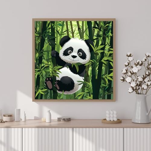 Artunion Framed Paint by Numbers Kit for Adults Beginners & Kids Ages 8-12,Panda Bear Paint by Number with Frame,Cute Animal Paint by Numbers Kit on Canvas 10 * 10 Inch Without Easel - Image 2