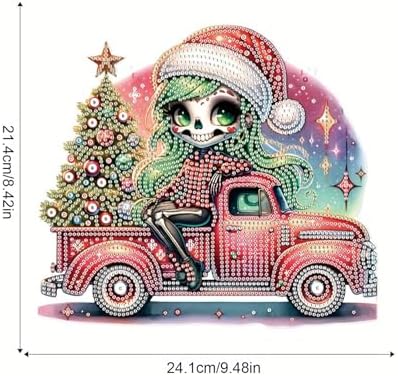 5D DIY Diamond Painting Pendant kit, Coach Christmas Tree Special Handmade Diamond Hanging Decorations, Suitable for Home, Window Decoration, Christmas Birthday Creative Gift Preferred - Image 2