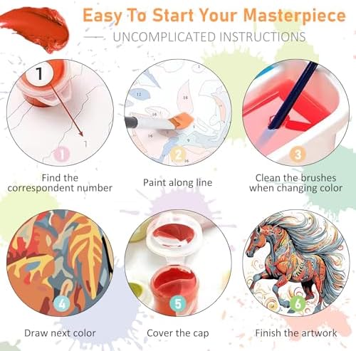 Offito Framed Paint by Numbers Kit for Adults Beginners, Horse - Image 7