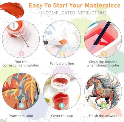 Offito Framed Paint by Numbers Kit for Adults Beginners, Horse - Image 7