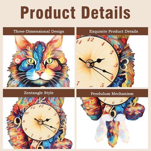 KAAYEE 3D Puzzles for Adults Maine Coon Clock Cat Wooden Puzzle DIY Craft - Image 2