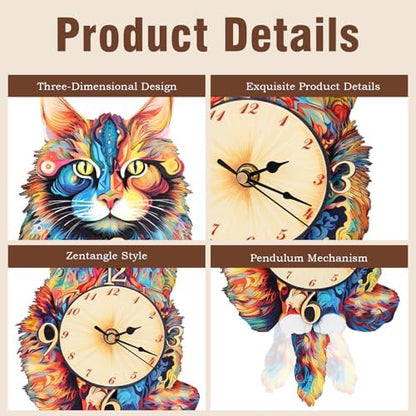 KAAYEE 3D Puzzles for Adults Maine Coon Clock Cat Wooden Puzzle DIY Craft - Image 2