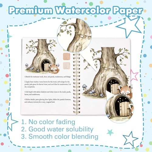 Animal Watercolor Workbook,Water Coloring Book with Designs on Premium Paper,12 Beginner Friendly Sketched Illustrations,Perfect for Gifting to Spark Creativity & Joy for Adults - Image 3