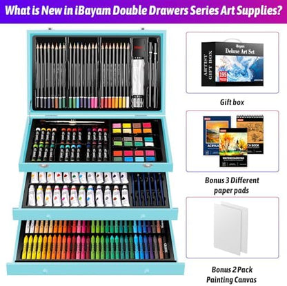 iBayam 195PCS Art Supplies Kit, Sketch Book, Acrylic Pad, Watercolor Pad - Image 6