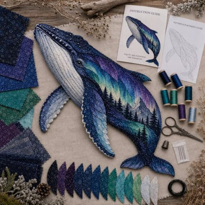 Northern Lights Wildlife DIY Patchwork Kit, Creative Layered Fabric Animal Craft, DIY Northern Lights Patchwork Sewing Kit, Handmade Home Decor Project, Unique Gift for Craft Lovers (#I) - Image 7