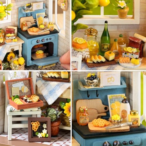 DIY Miniature Dollhouse with LED Lights, Wooden Dollhouse Book Nook Kit for Desktop, Bookshelf Decor, Gifts for Friends, Family (Sunshine Season) - Image 6