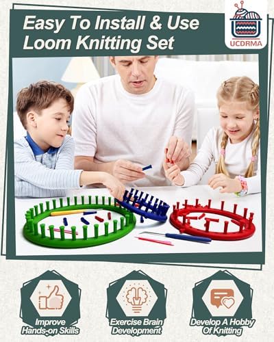 UCDRMA Knitting Looms for Beginners, Crochet Loom Knitting Kit with Step-by-Step Instructions, Cost-Effective 3 Size Round Knitting Loom, Easy & Quick Hat Knitting Loom Set/Scarf Loom Knitting Set - Image 2