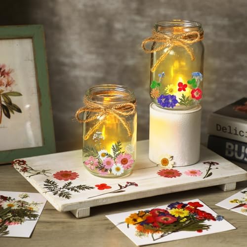 Tinideya 154 Pcs DIY Pressed Flowers Mason Jar Set Dried Flower Centerpiece - Image 4
