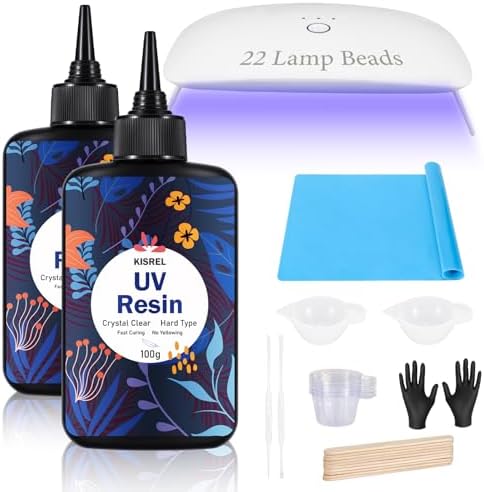 KISREL UV Resin Kit with Light, 200g Hard Type UV Resin and Large UV Light by KISREL