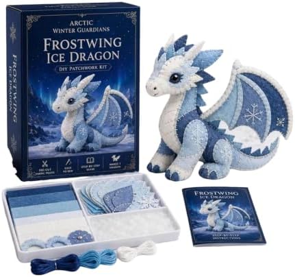 ROTORS Arctic Winter Guardians DIY Patchwork Kit, Pre Cut Felt Animal Sewing Kit, 3D Stuffed Creature Craft Set, Handmade Home Decor Gift for Beginners (Blue-G) by ROTORS